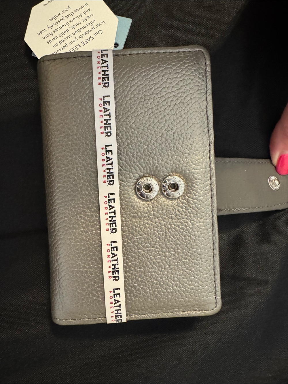 Gray Genuine Leather Wallet with Snap Closure - Picture 2 of 8